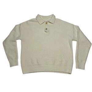 MODE OF ONE Cream Collard Sweater with Button Collar Men’s Size Medium